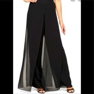 Dressbarn Collection Vintage BLACK SHEER OVERLAY
WIDE LEG PANTS Sz-